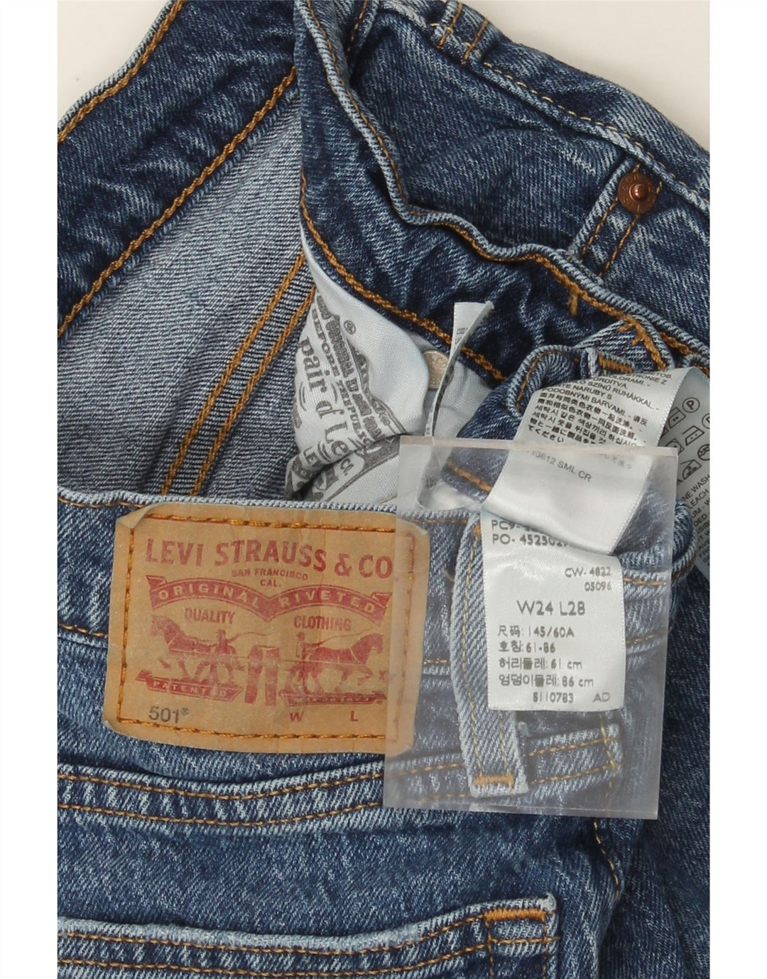 Jeans dritti 501 da donna Levi's W24 L28 cotone blu
