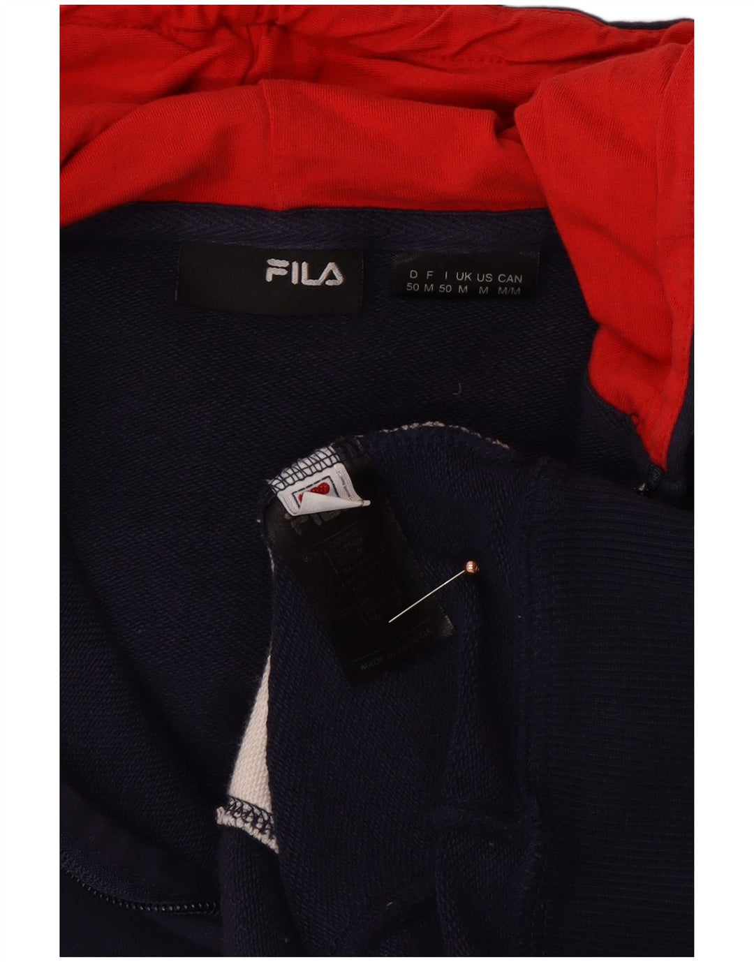 Maglione con cappuccio e zip da uomo FILA in cotone color block medio blu navy