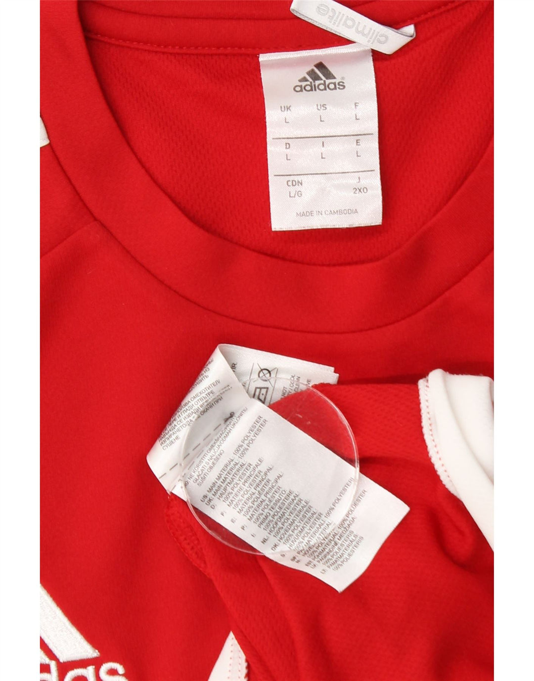 T-shirt Adidas Climalite da uomo, grande, in poliestere color block rosso