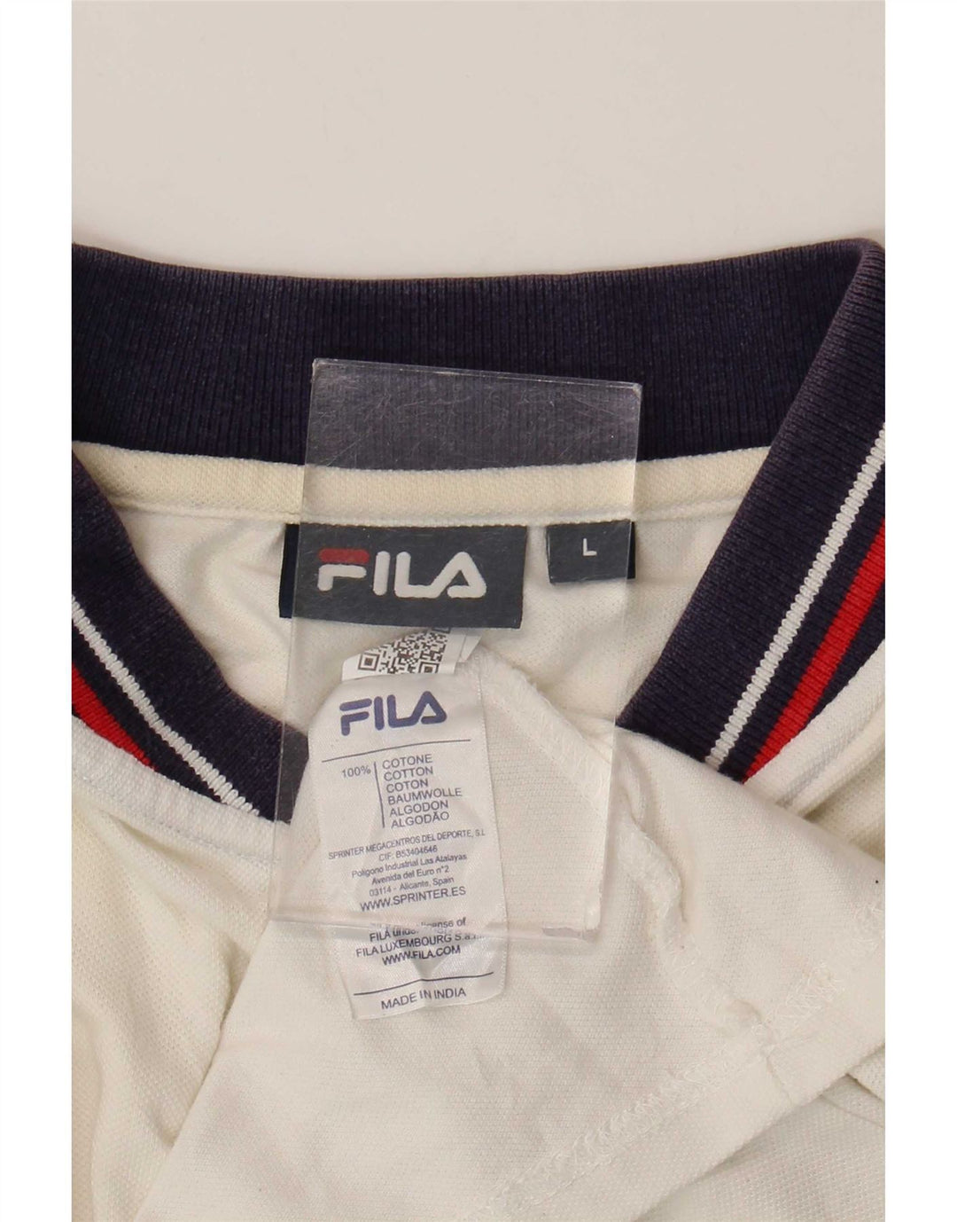 Polo da uomo Fila grande in cotone a righe bianche