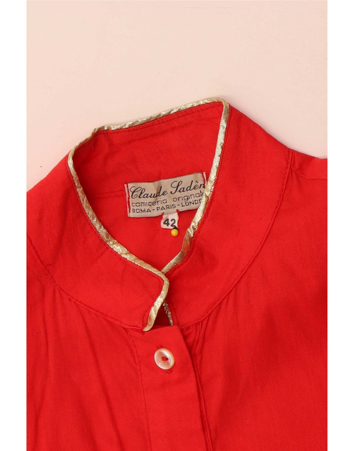 Camicia vintage da donna a maniche corte IT 42 rossa media
