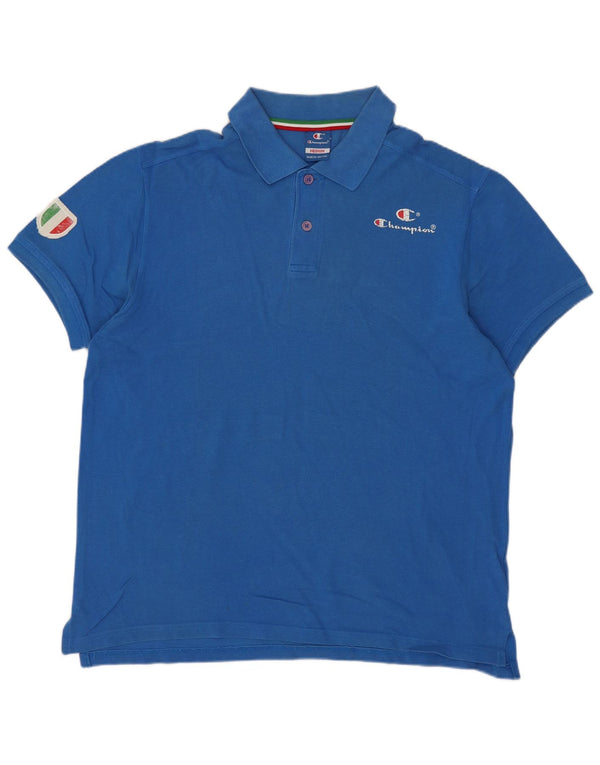Polo da uomo Champion in cotone blu medio