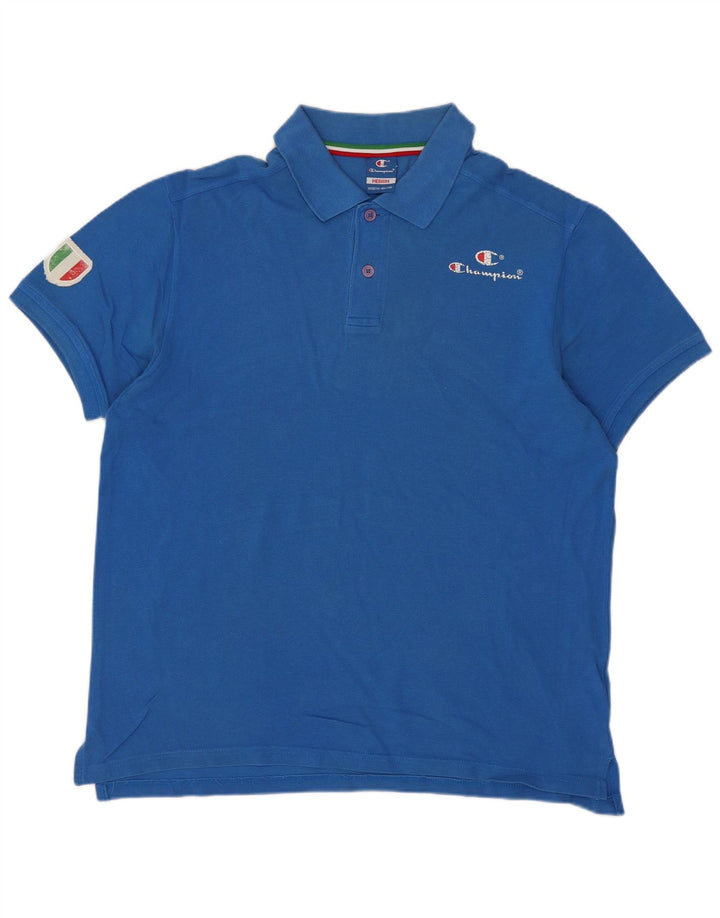 Polo da uomo Champion in cotone blu medio
