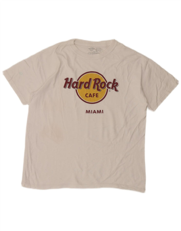 T-shirt grafica da donna Hard Rock Miami UK 14 cotone bianco medio
