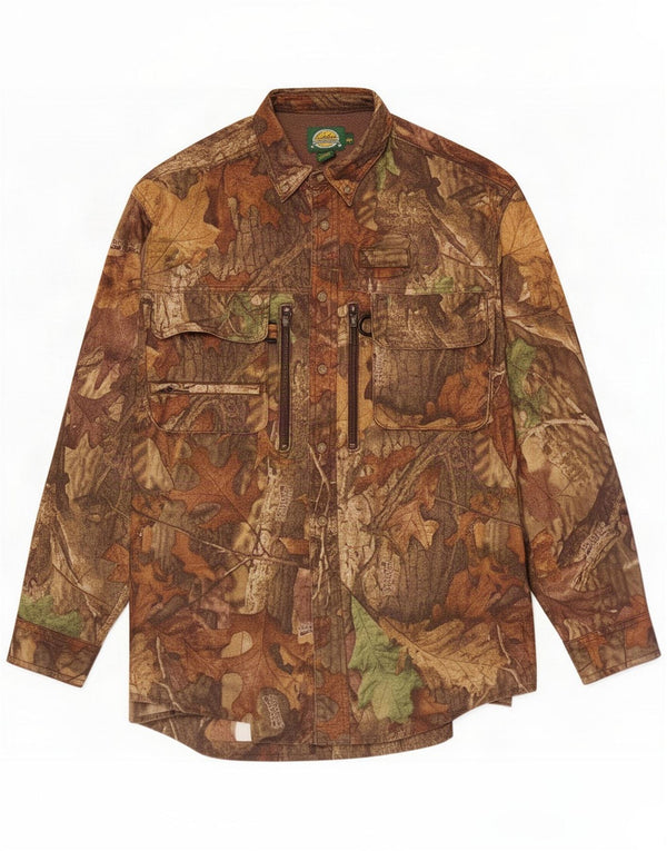 Cabela's Mens Hunting Overshirt Shirt Large Marrone Camouflage Poliestere