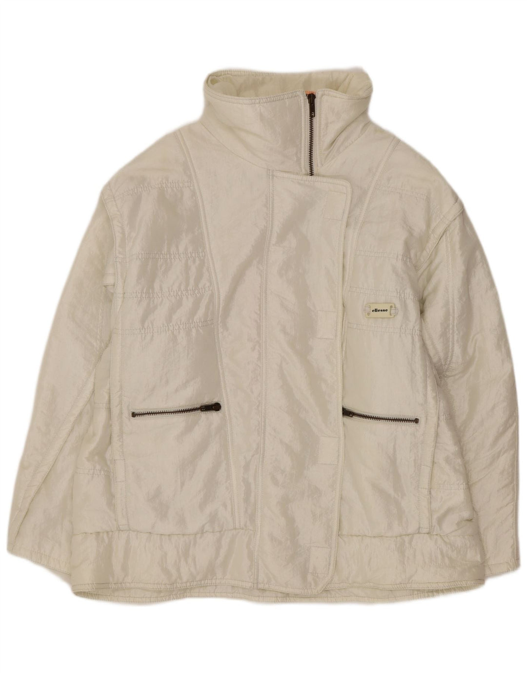 Giacca imbottita ampia da donna Ellesse IT 48 XL nylon bianco retrò