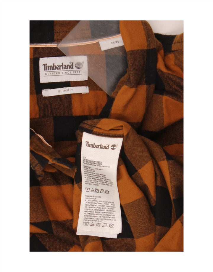 Timberland Camicia da uomo slim fit in flanella di cotone a quadri marrone medio