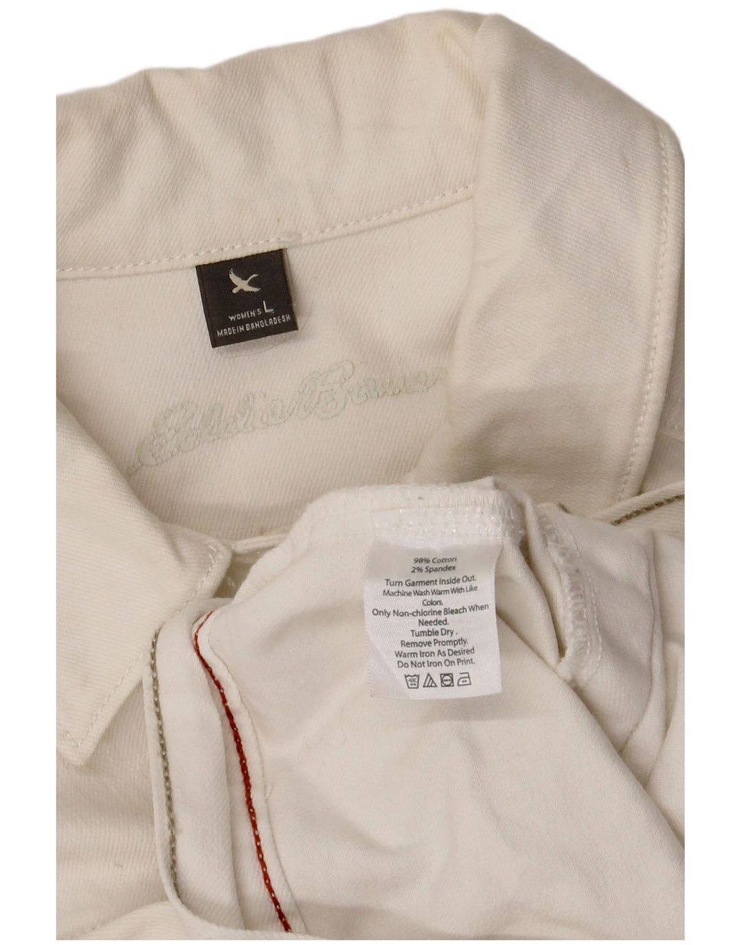 Giacca di jeans da donna Eddie Bauer UK 14 grande cotone bianco