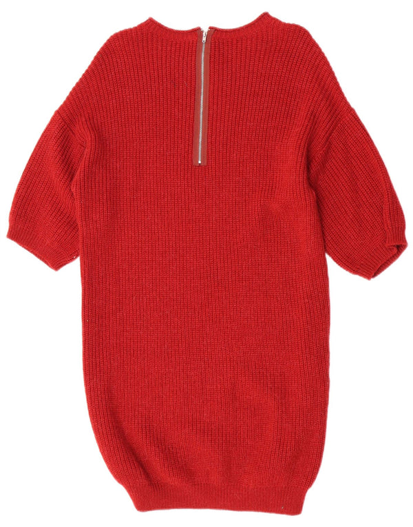 Abito maglione da donna con maniche a 3/4 Stefanel UK 14 Acrilico bordeaux medio