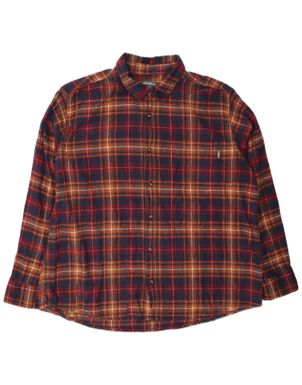 Camicia in flanella da uomo Eddie Bauer 2XL in cotone a quadri multicolore
