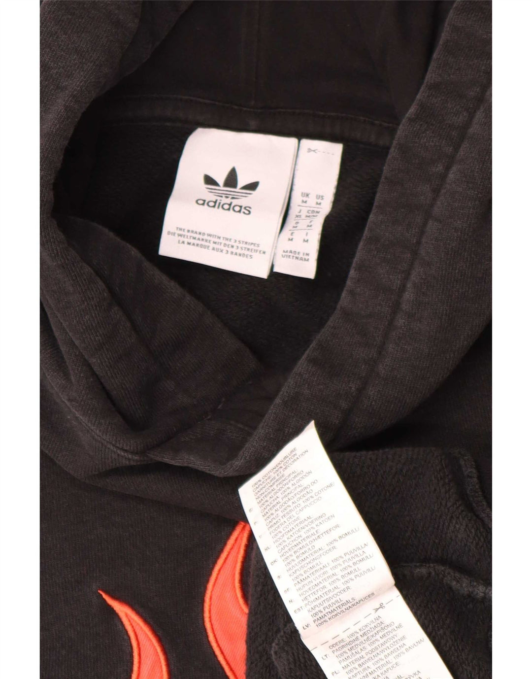 Felpa con cappuccio grafica da uomo Adidas, cotone medio nero