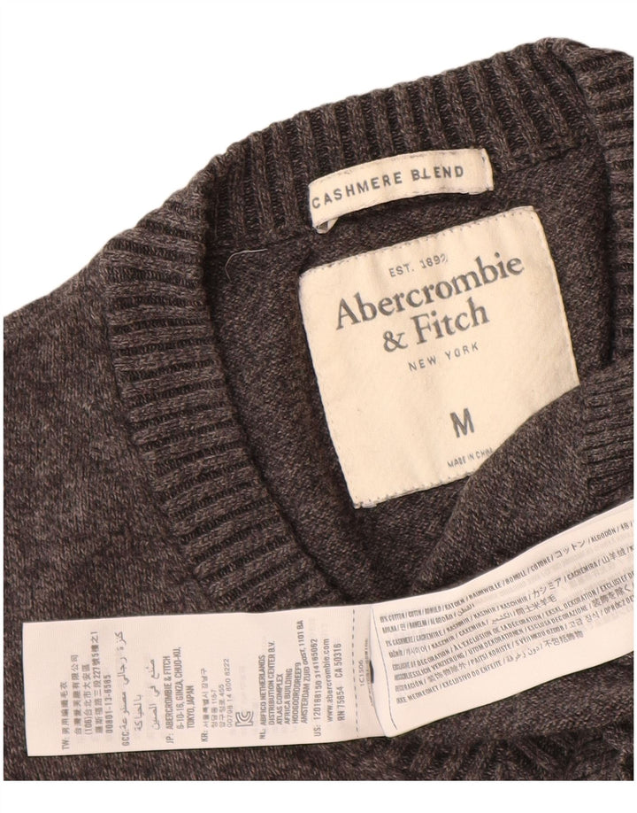 Maglione da uomo con scollo a V Abercrombie & Fitch in cotone grigio medio