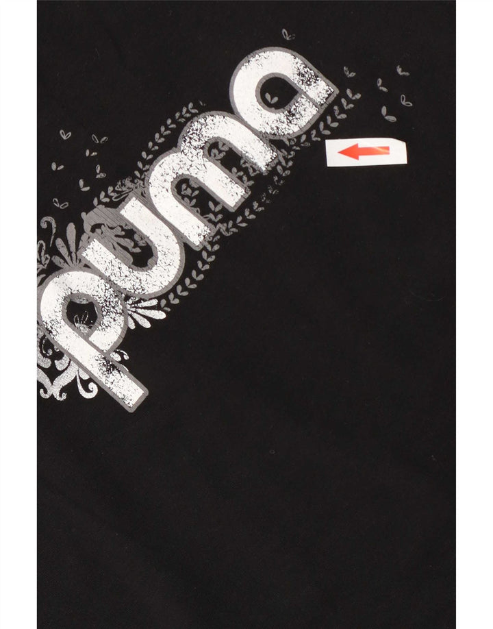 Puma T-shirt grafica regolare da donna Top UK 12 Medium Black Cotton