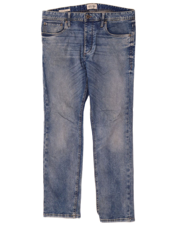 Jack & Jones Uomo Tim Slim Jeans W32 L30 Blu Cotone