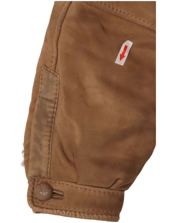Giacca in shearling vintage da donna IT 44 Shearling beige medio