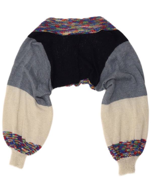 Maglione Bolero corto da donna vintage UK 14 colorblock medio multicolore