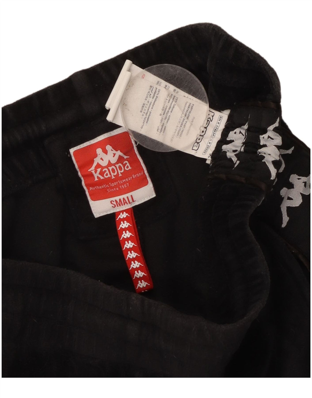 Pantaloni da tuta con grafica Kappa da donna UK 10 piccoli in cotone nero