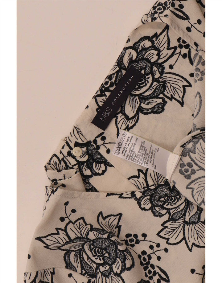 Top in camicetta da donna Marks & Spencer UK 14 grande viscosa floreale bianco sporco