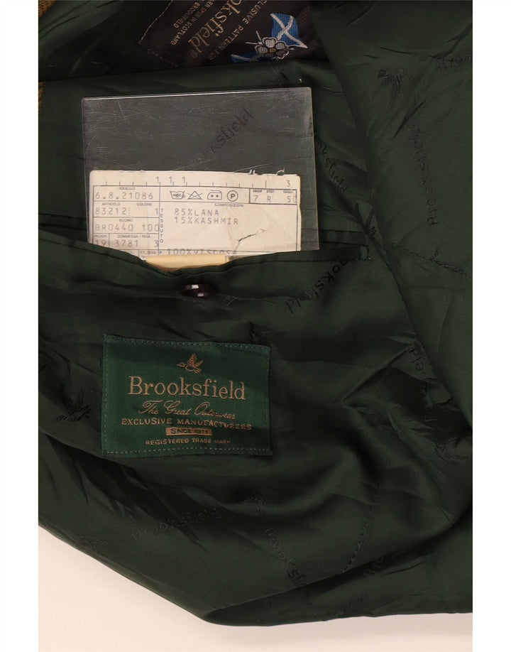 Giacca blazer da uomo a 2 bottoni Brooksfield IT 50 grande lana a quadri verdi