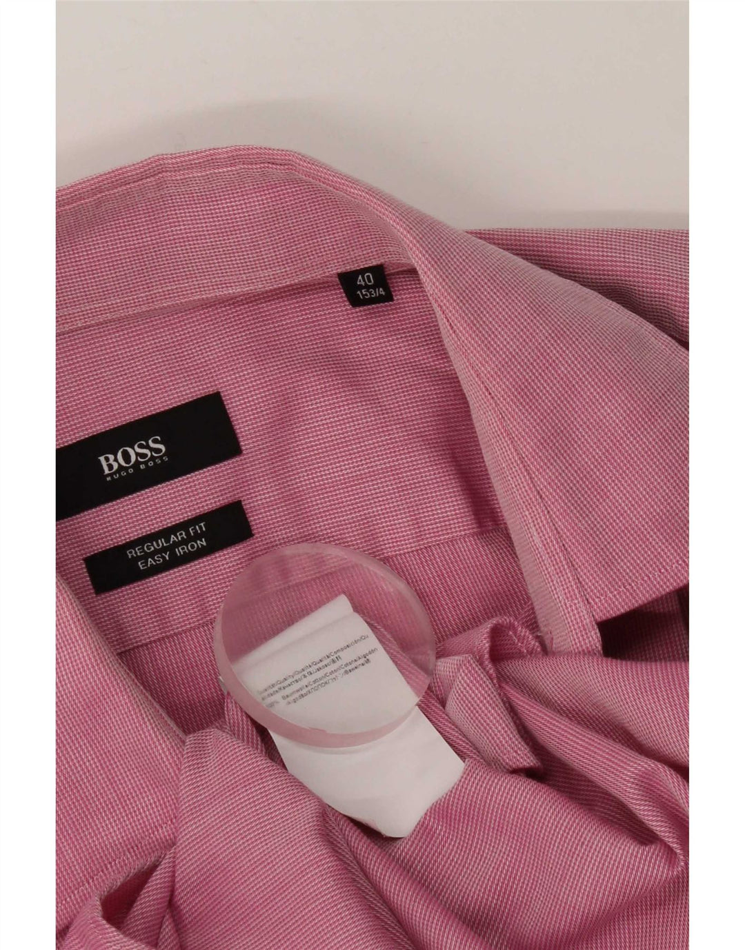 Camicia da uomo vestibilità regolare Hugo Boss taglia 40 15 1/2 cotone rosa medio