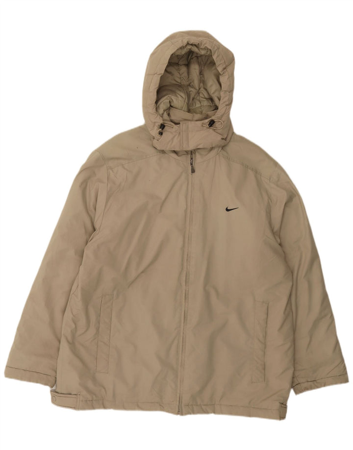 Giacca a vento con cappuccio Nike da uomo UK 42/44 Large Beige Poliestere