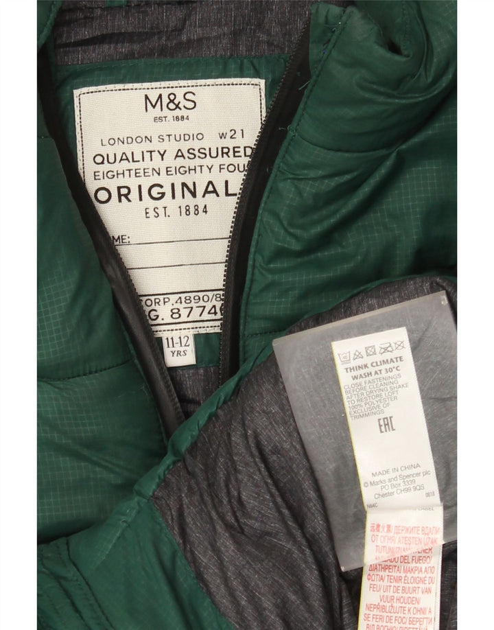 Gilet imbottito con cappuccio Marks & Spencer per ragazzi 11-12 anni in poliestere verde