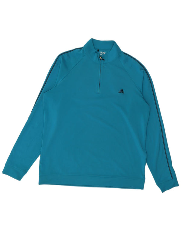 Felpa ADIDAS da uomo Climalite con zip e collo maglione XL blu poliestere
