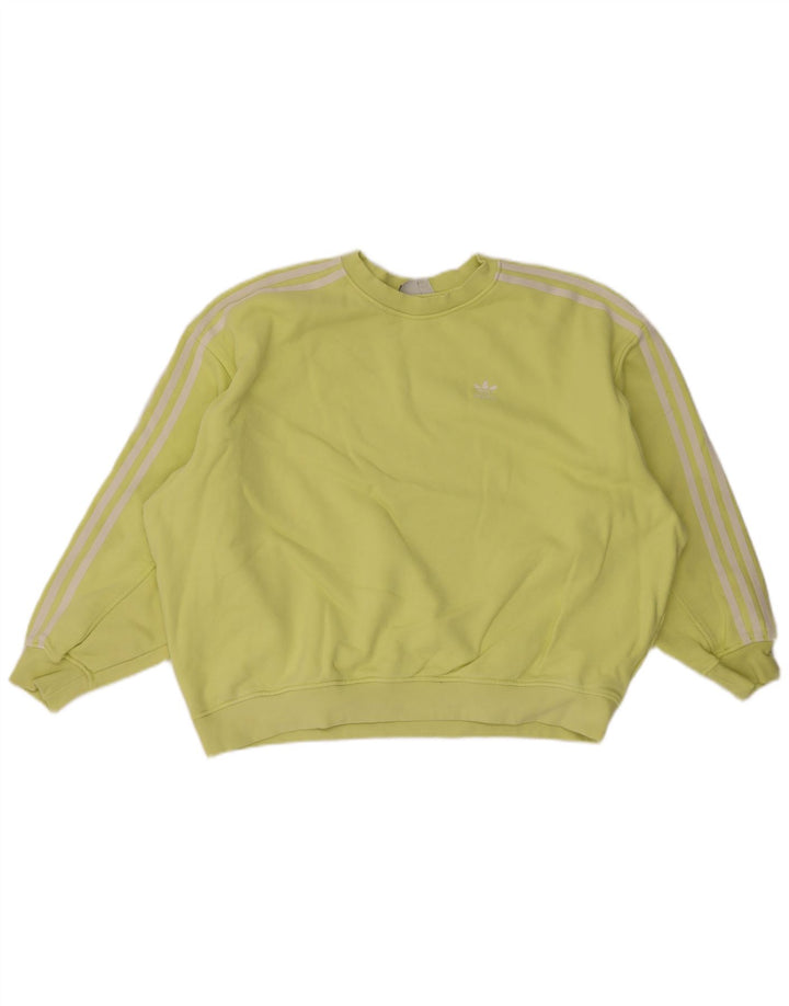 Felpa oversize da donna Adidas UK 10 piccola in cotone giallo