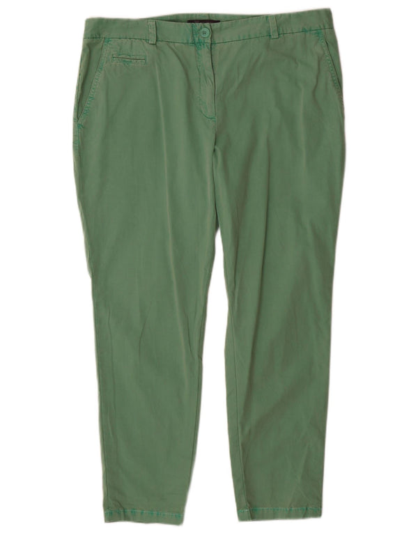Marks & Spencer Womens Slim Chino Trousers UK 16 Large W36 L27 Green Cotton