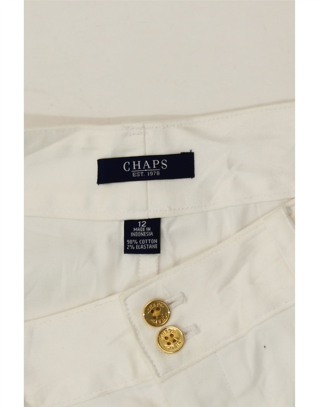 CHAPS Womens Chino Shorts US 12 Large W34 White Cotton Vintage Chaps and Second-Hand Chaps from Messina Hembry 