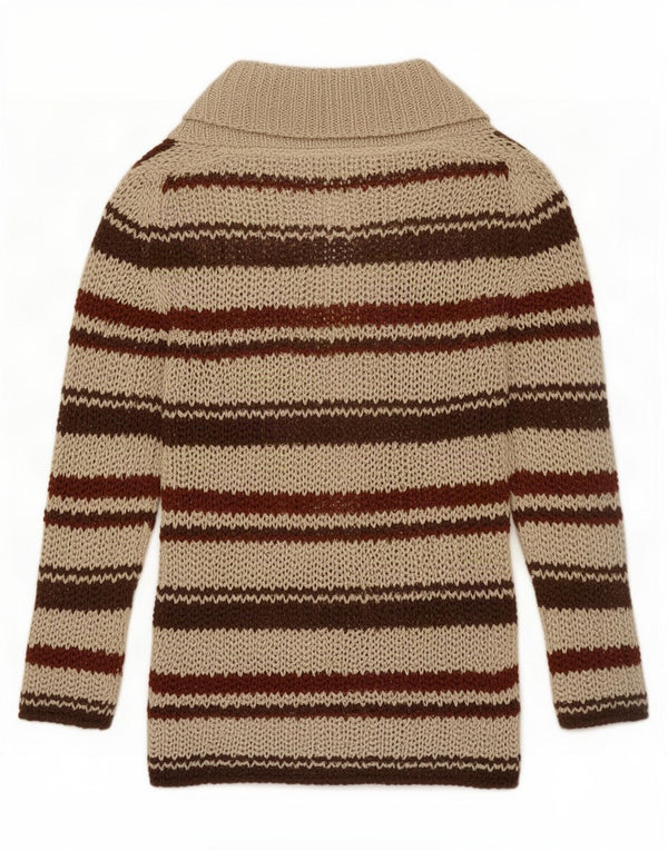 Maglione cardigan all'uncinetto da donna Zara UK 12 Marrone medio a righe