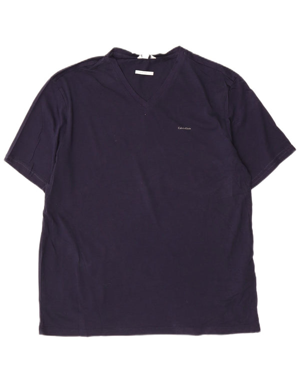 CALVIN KLEIN T-shirt da uomo Top Large in cotone blu navy