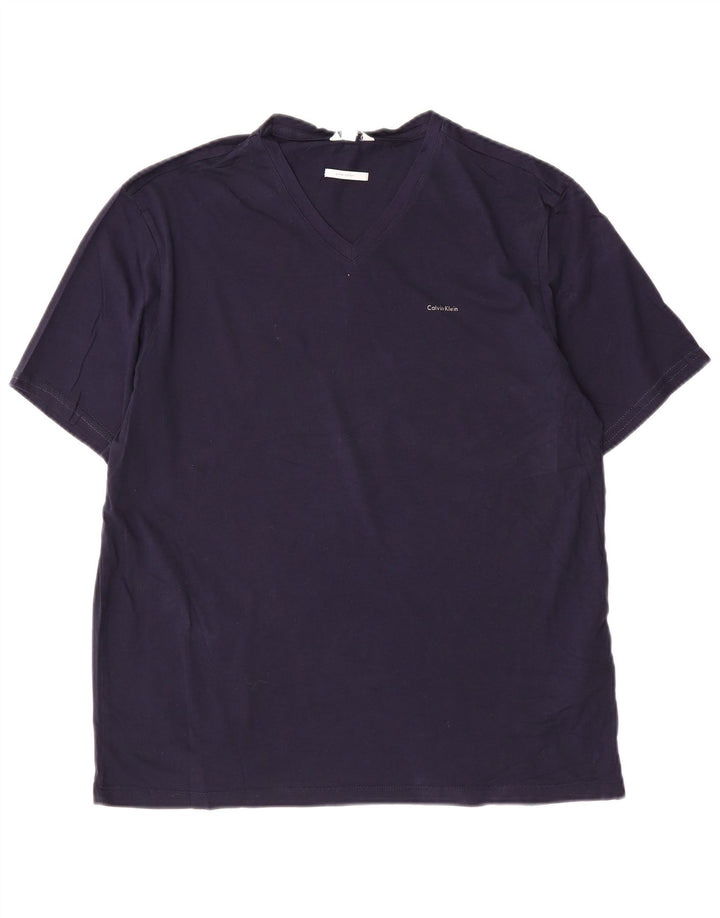 CALVIN KLEIN T-shirt da uomo Top Large in cotone blu navy