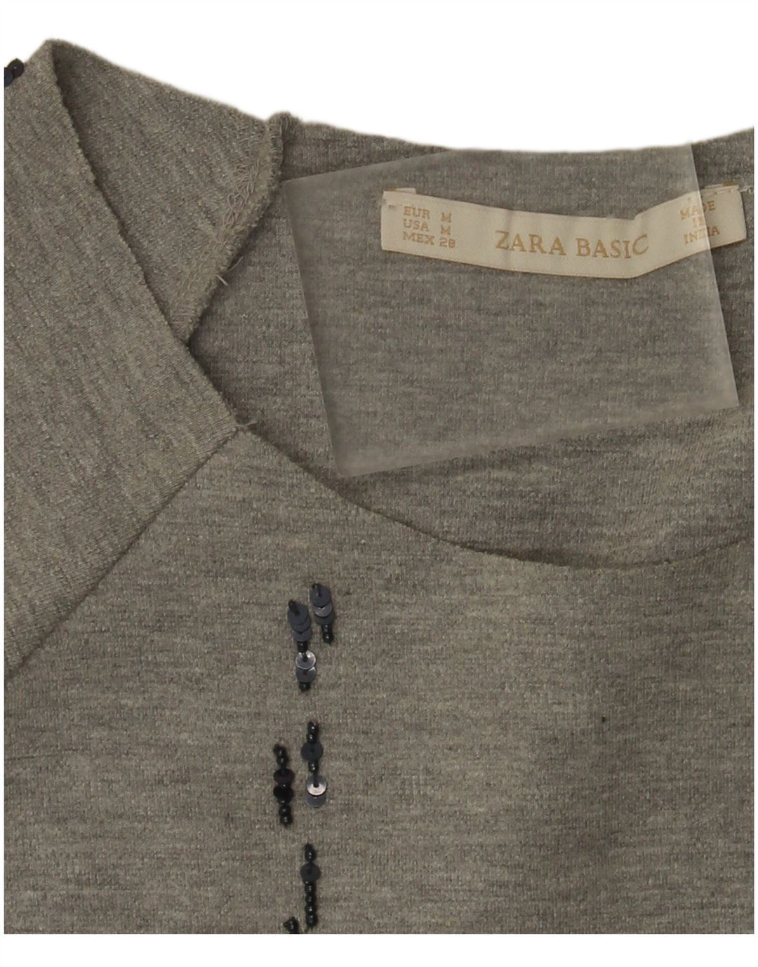 Top Zara da donna oversize con maniche a 3/4 UK 14 grigio medio a quadri