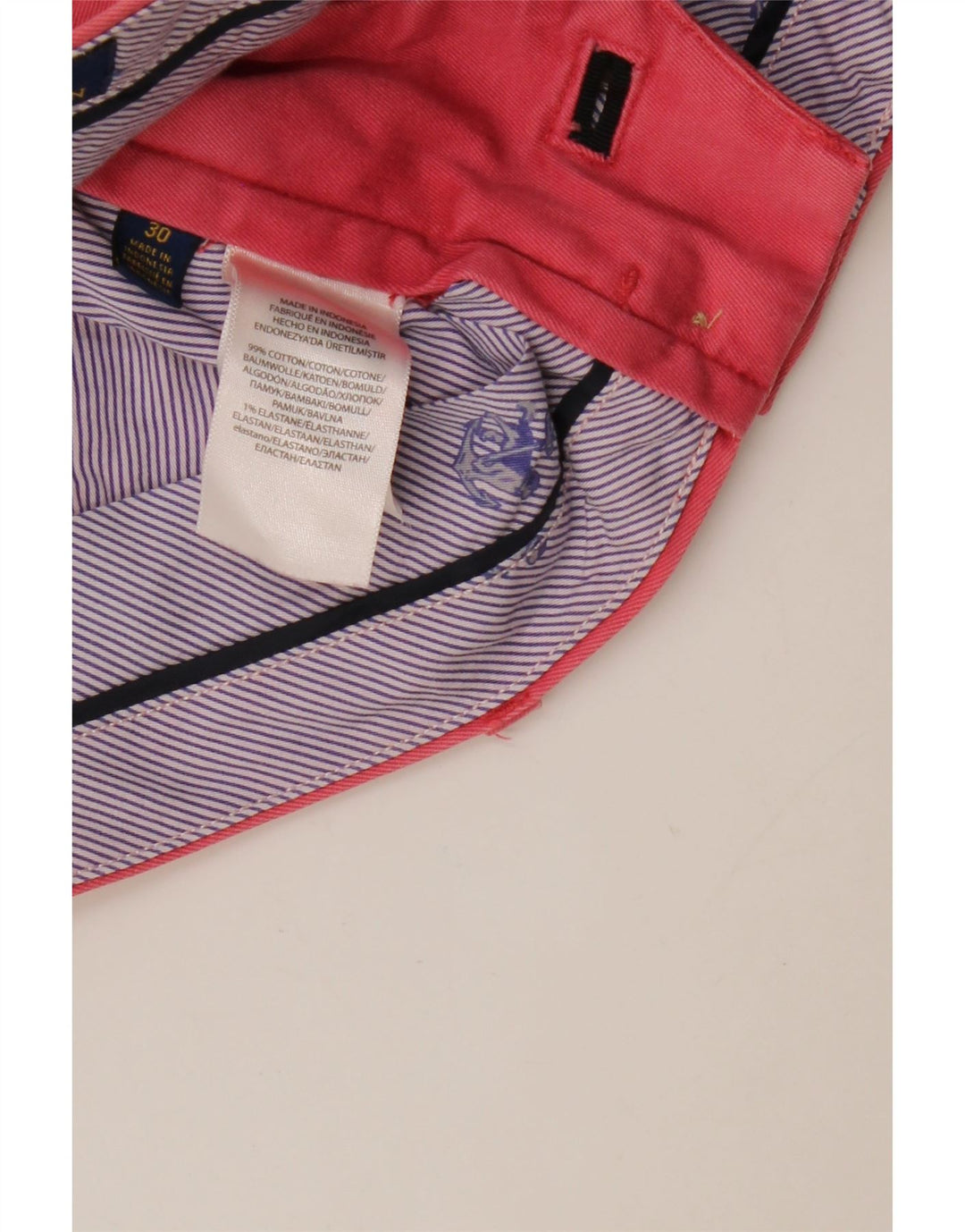 RALPH LAUREN Pantaloncini chino da uomo W30 cotone rosa medio