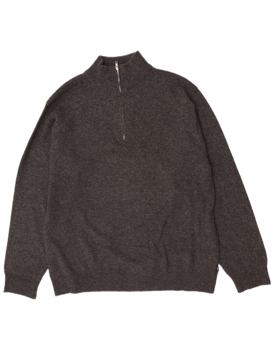 Maglione Asics da uomo con zip e collo XL in lana d'agnello grigia