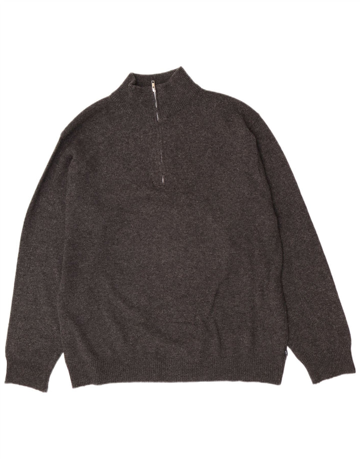 Maglione Asics da uomo con zip e collo XL in lana d'agnello grigia