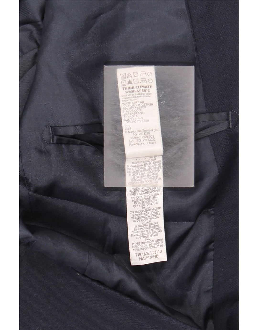 Giacca blazer vestibilità regolare da uomo Marks & Spencer UK 36 Small Blu Navy