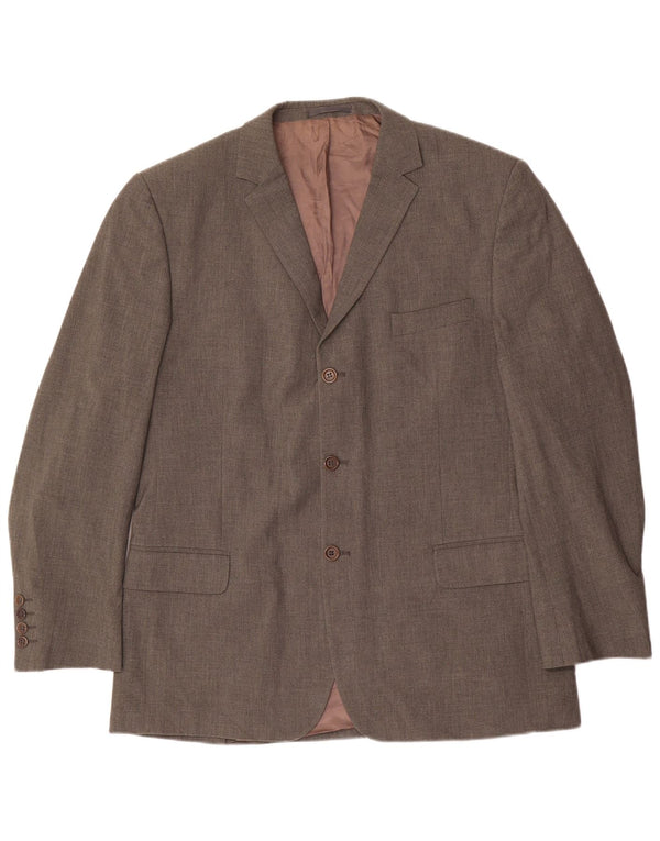 Giacca blazer da uomo elasticizzata a 3 bottoni Massimo Dutti UK 46 XL poliestere marrone