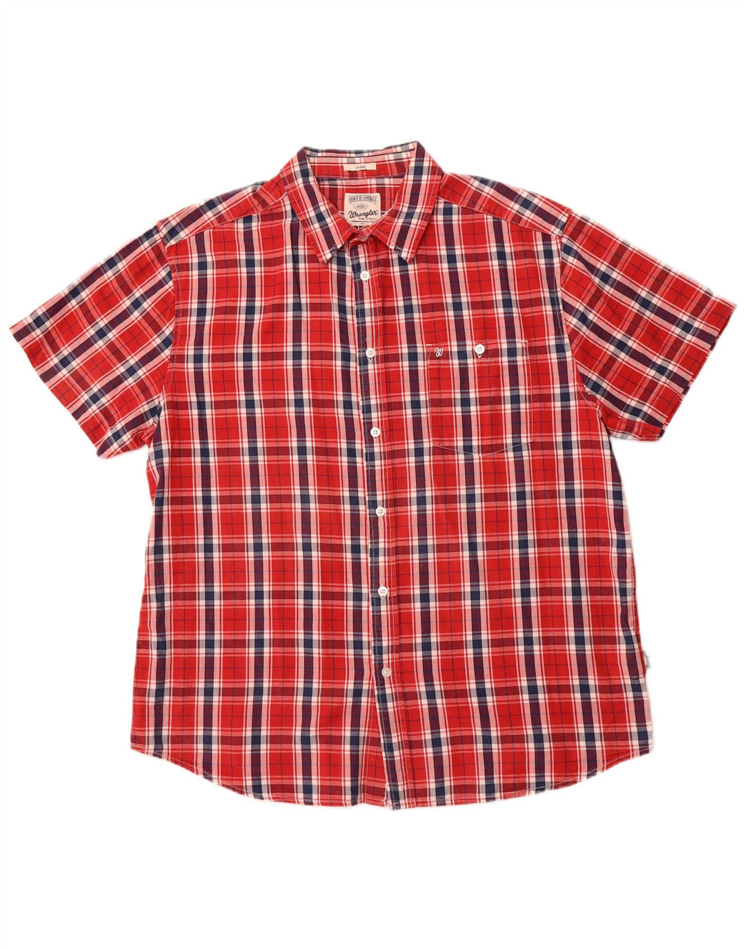 Camicia a maniche corte vestibilità casual da uomo WRANGLER XL in cotone a quadri rossi