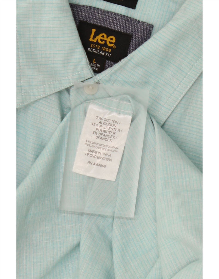 LEE Mens Regular Fit Short Sleeve Shirt Large Turquoise Check Cotton Vintage Lee and Second-Hand Lee from Messina Hembry 