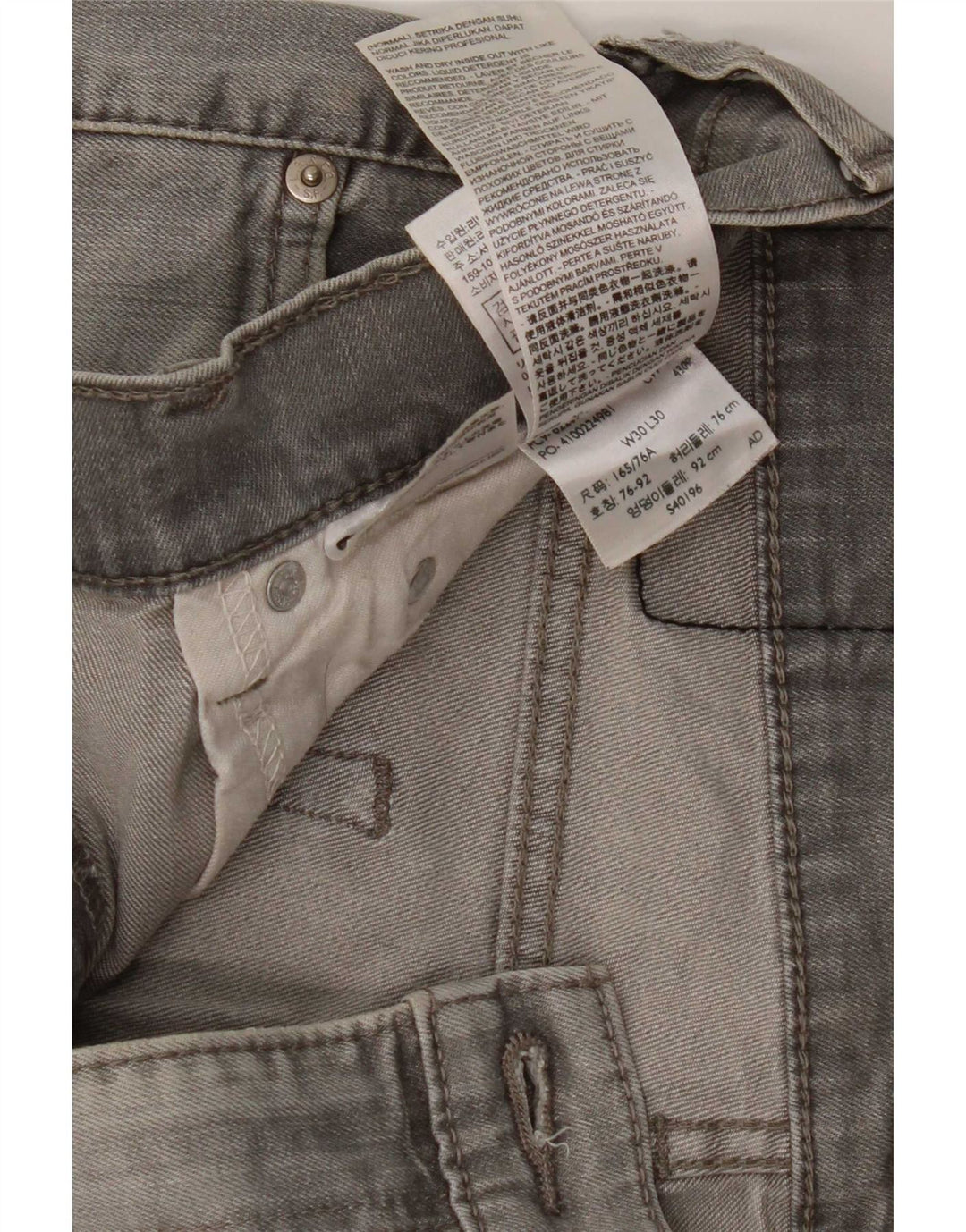 Jeans slim da uomo Levi's W30 L30 cotone grigio