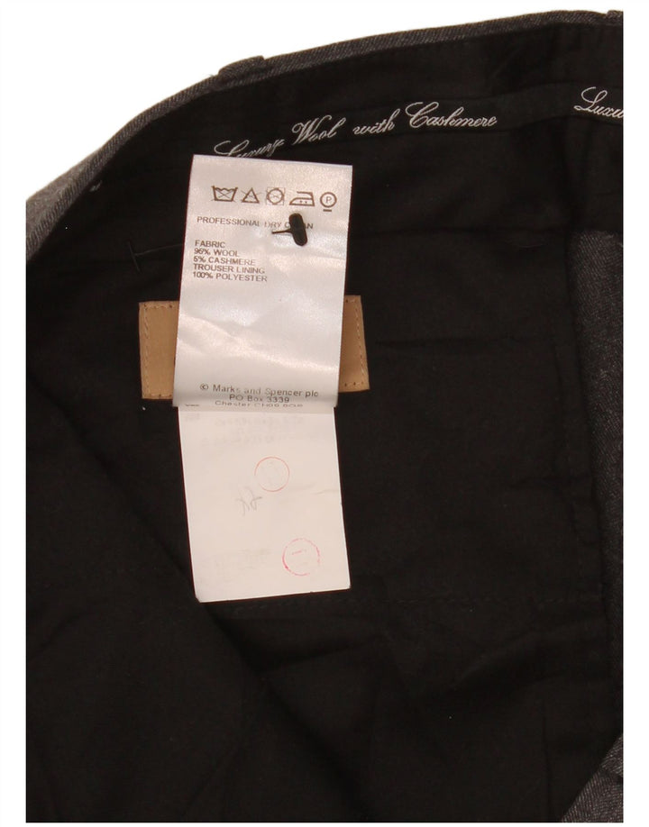 MARKS & SPENCER Pantaloni da abito dritti da uomo W36 L29 Lana grigia