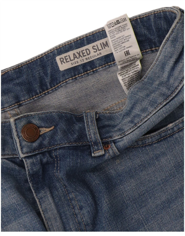 Jeans slim fit rilassati da donna Marks & Spencer UK 12 medio W32 L26 blu