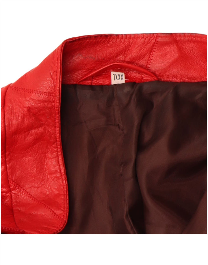 Giacca in pelle da donna vintage UK 22 3XL Pelle rossa