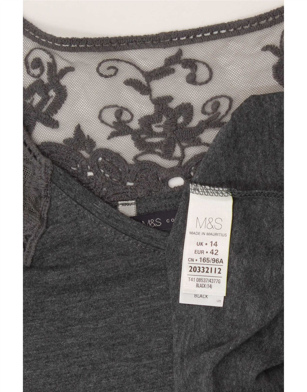 Camicetta da donna Marks & Spencer Top UK 14 Poliestere floreale grigio grande
