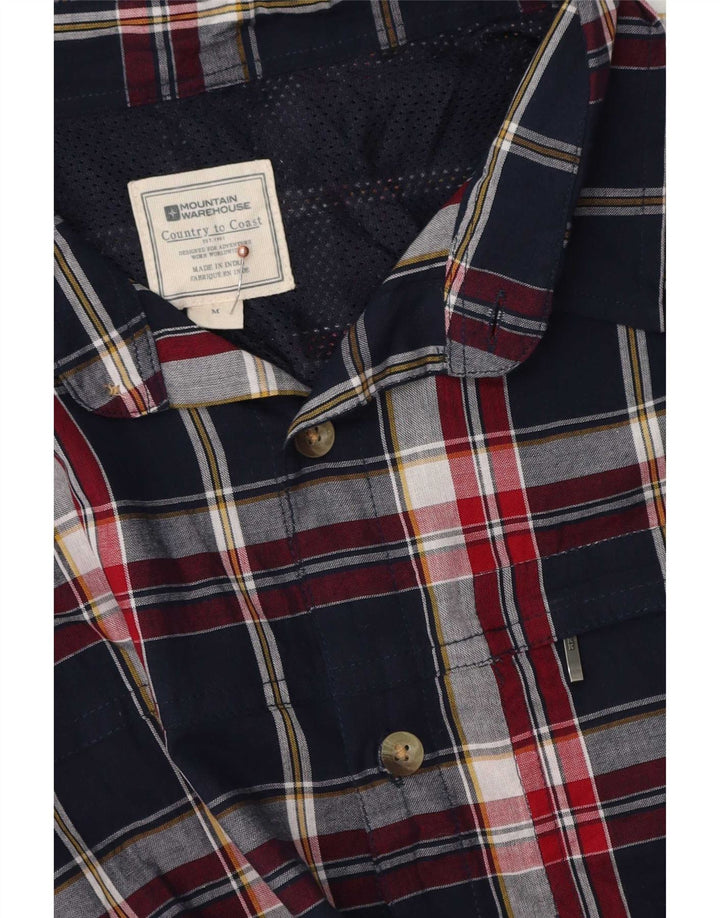 Mountain Warehouse Camicia da uomo a maniche corte media blu navy a quadri