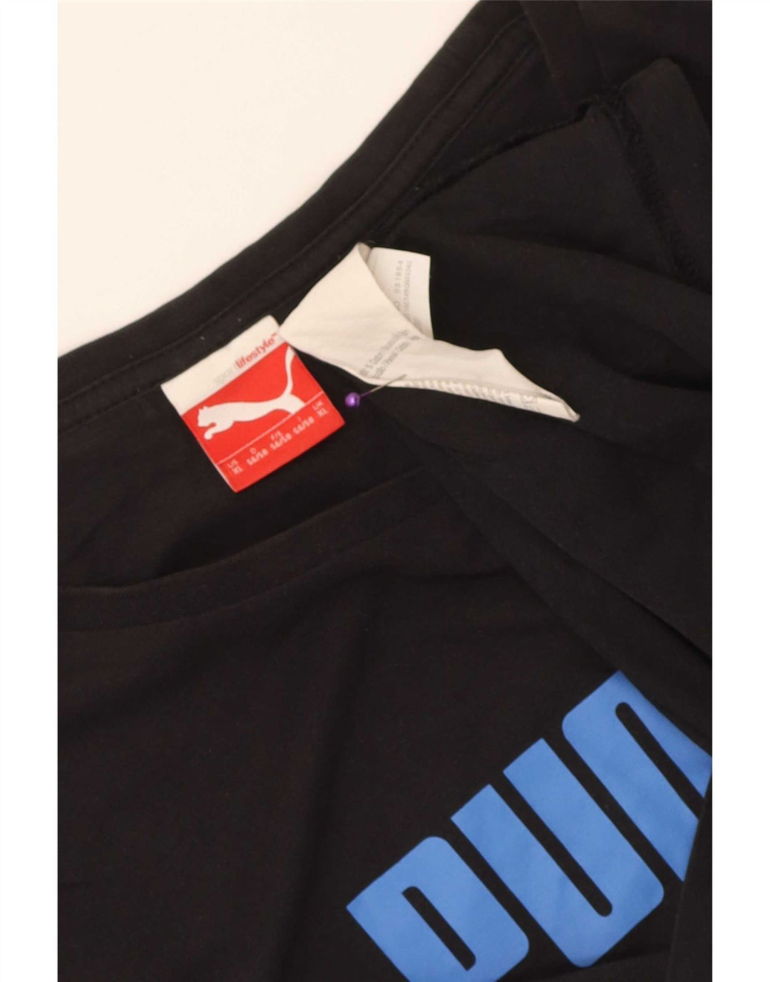 T-shirt grafica da uomo Puma Top XL in cotone nero