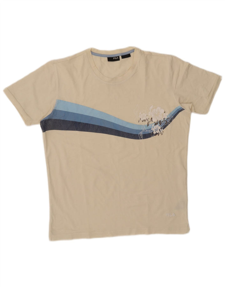 T-shirt grafica da uomo Fila Top grande in cotone bianco