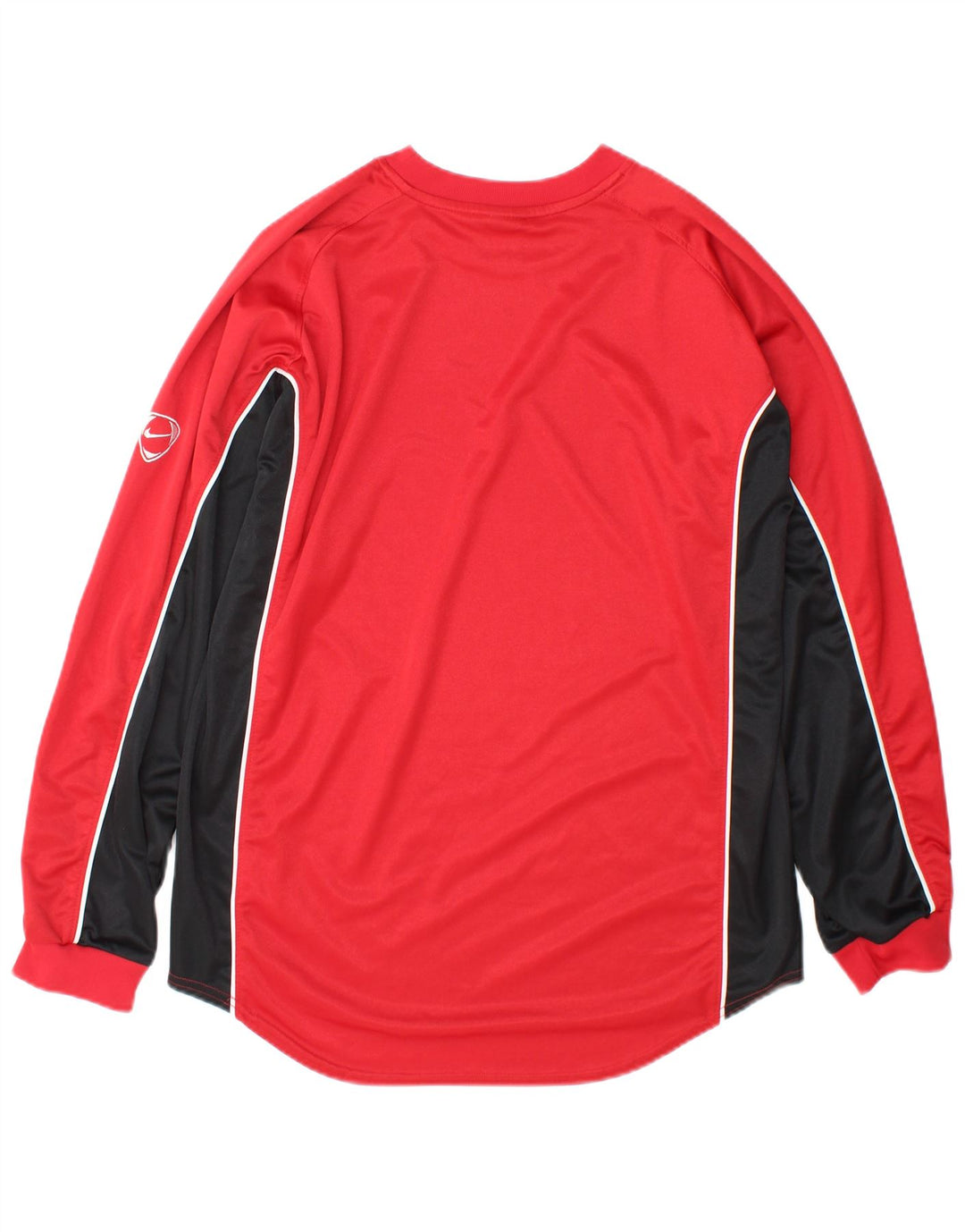 Top Nike da uomo a maniche lunghe UK 42/44 Large Rosso Colourblock Poliestere